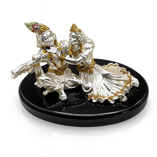 Divine Harmony Radha Krishna Silver Dashboard Idol