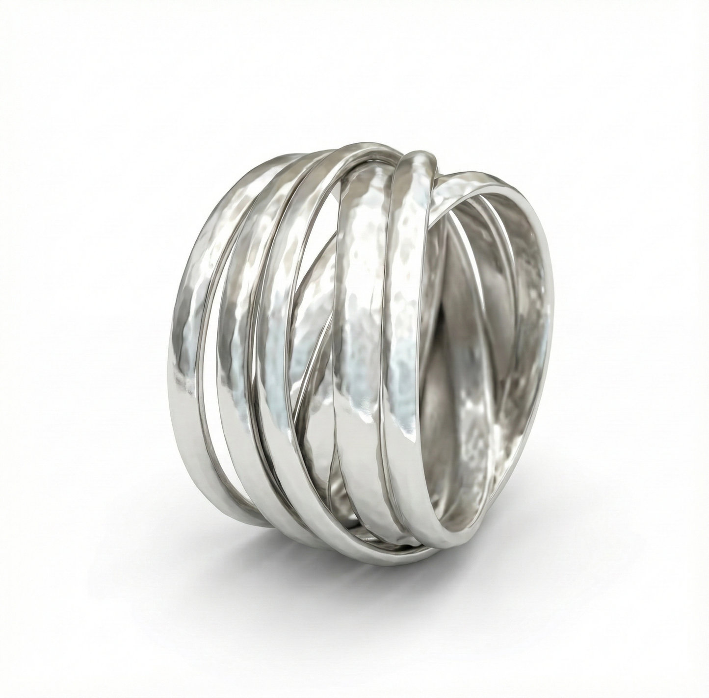 Polished Strands Silver Ring