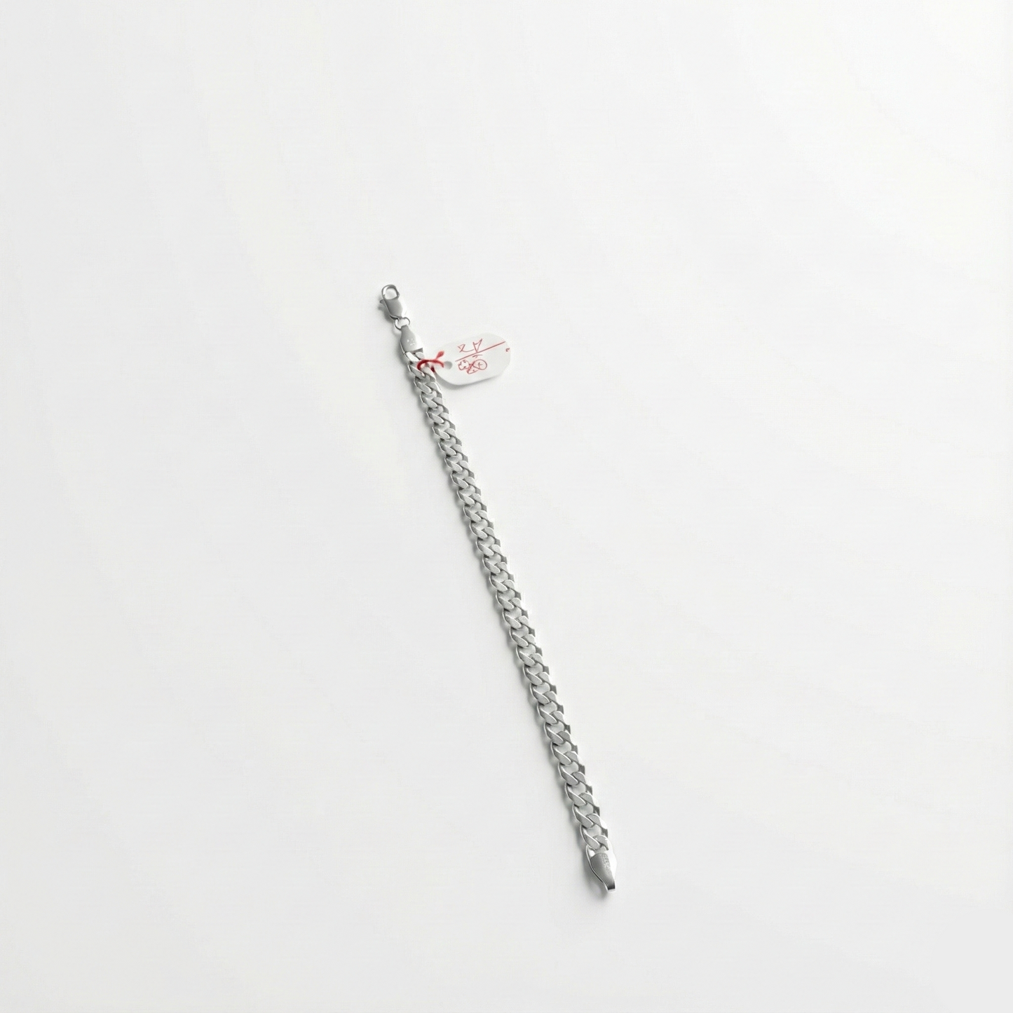 Silver bracelet on a white background