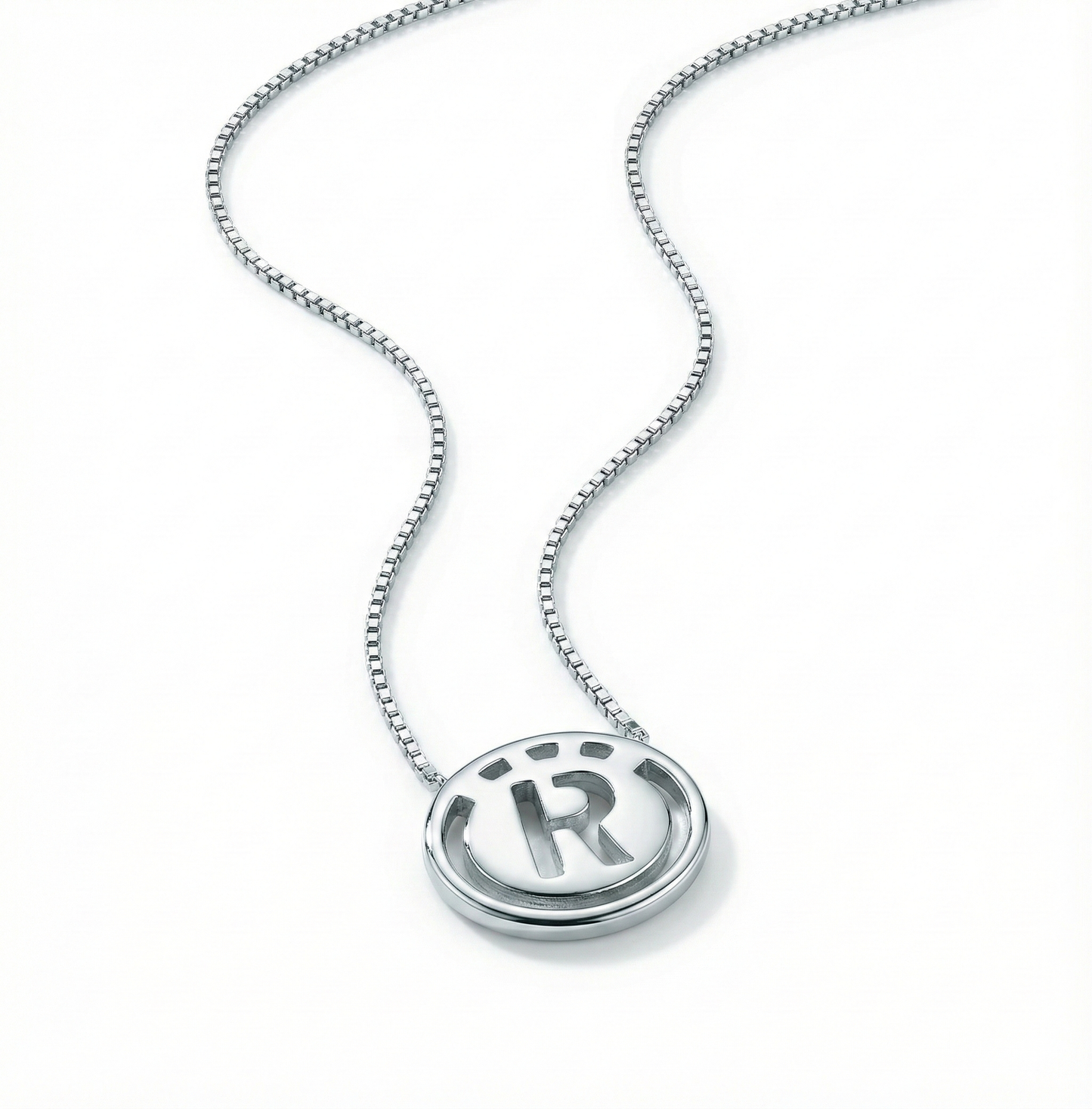 Letter R Halo Pendant Necklace