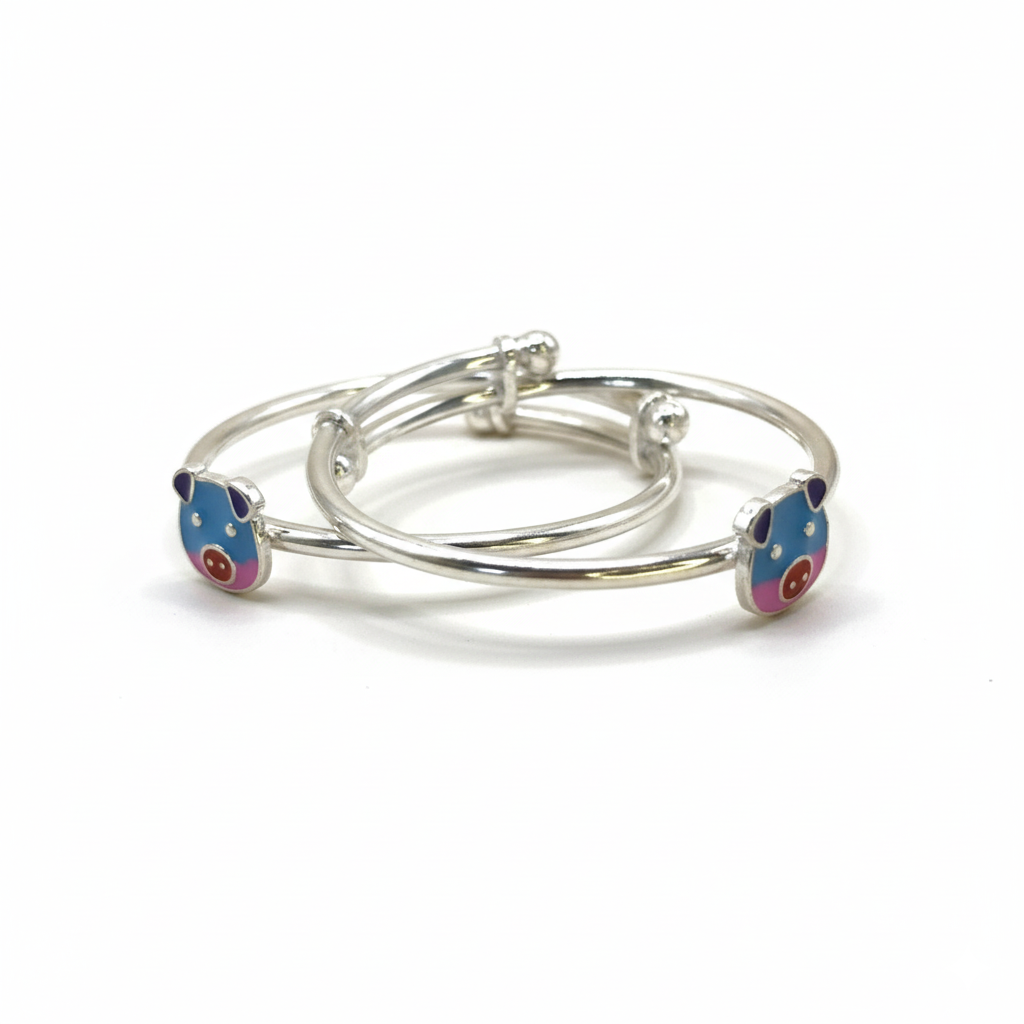 Blue Bear Silver Bracelet Set