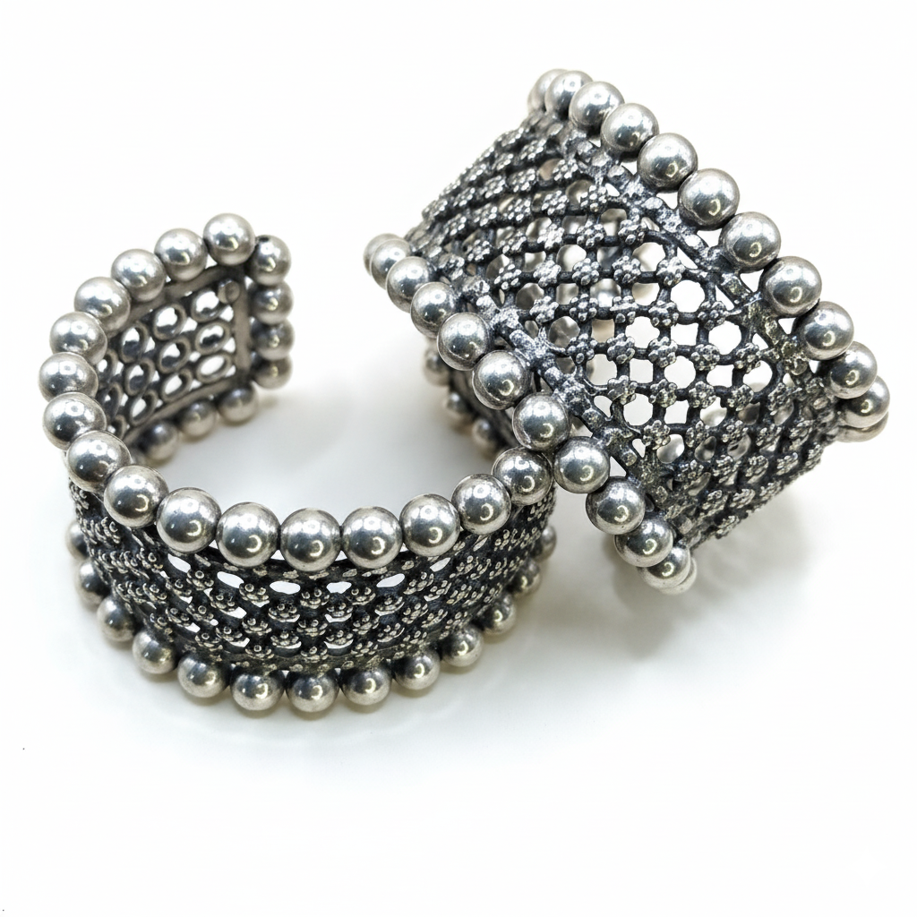 Regal Mesh Oxidised Silver Cuff