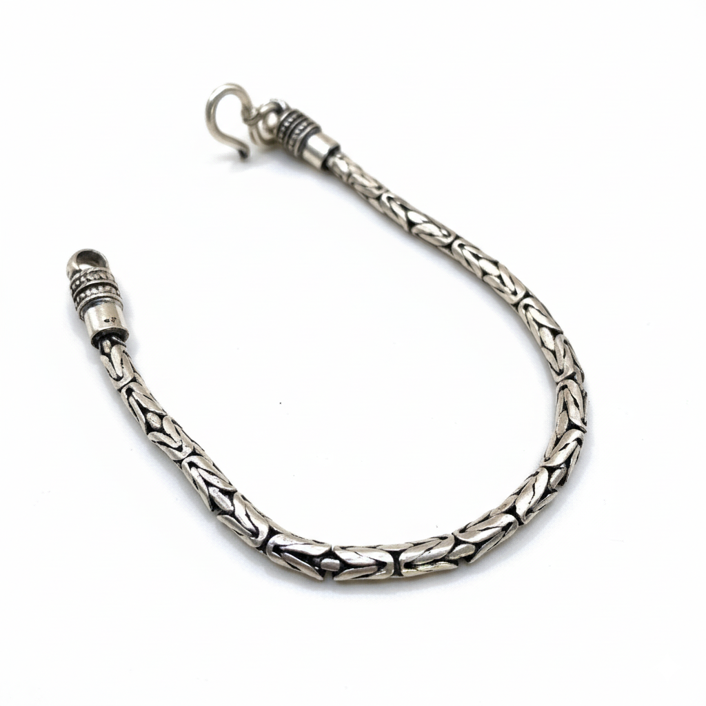 Obsidian Scale Silver Bracelet