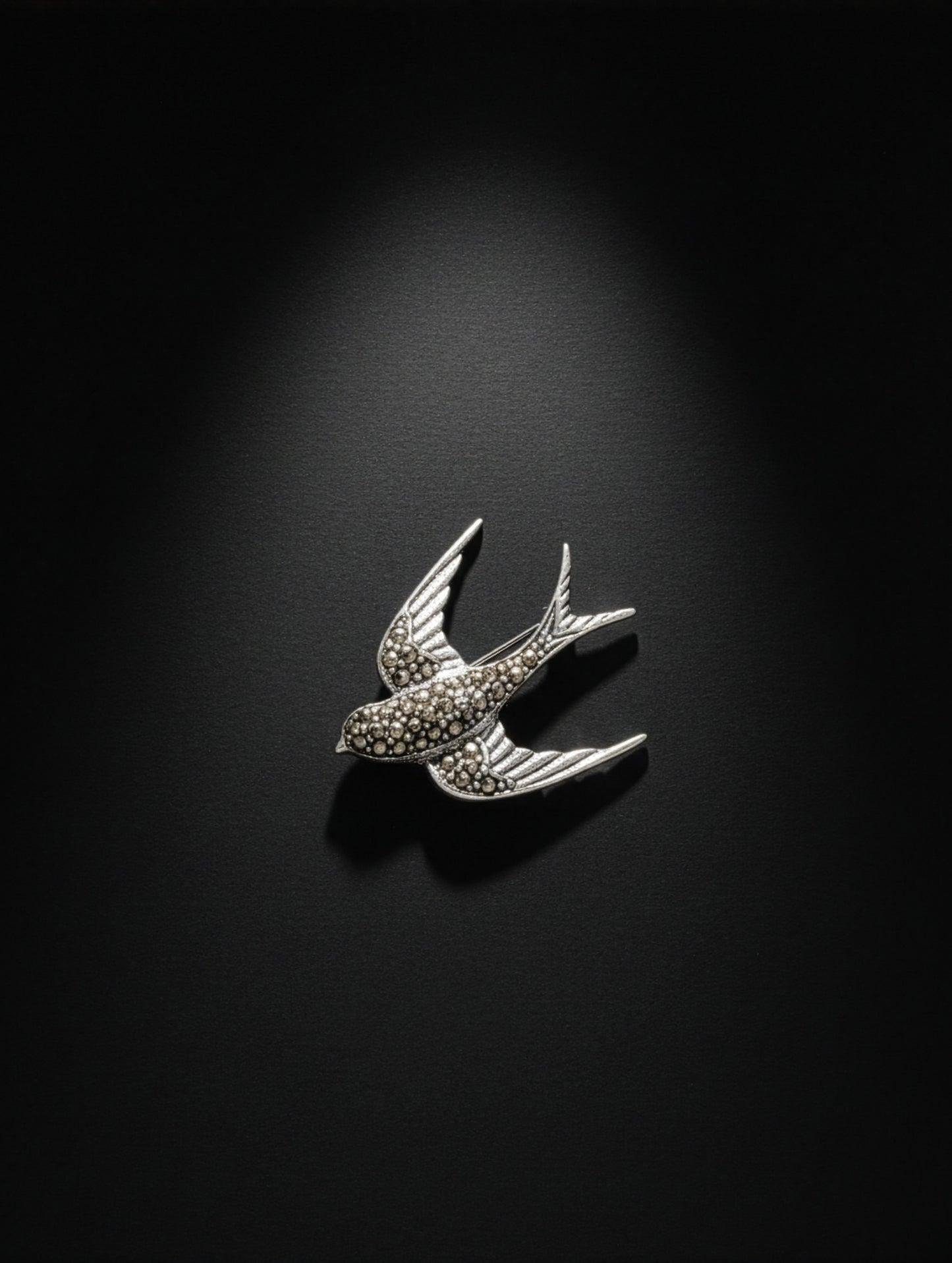 Silver Drift Swallow Brooch