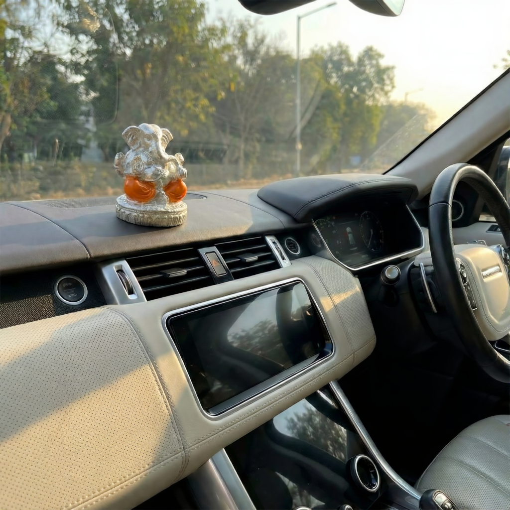 Aarambh Blessings Silver Ganesha Dashboard Idol