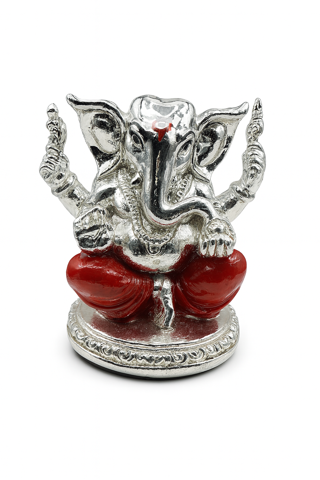 Divine Blessings Silver Ganesha Dashboard Idol