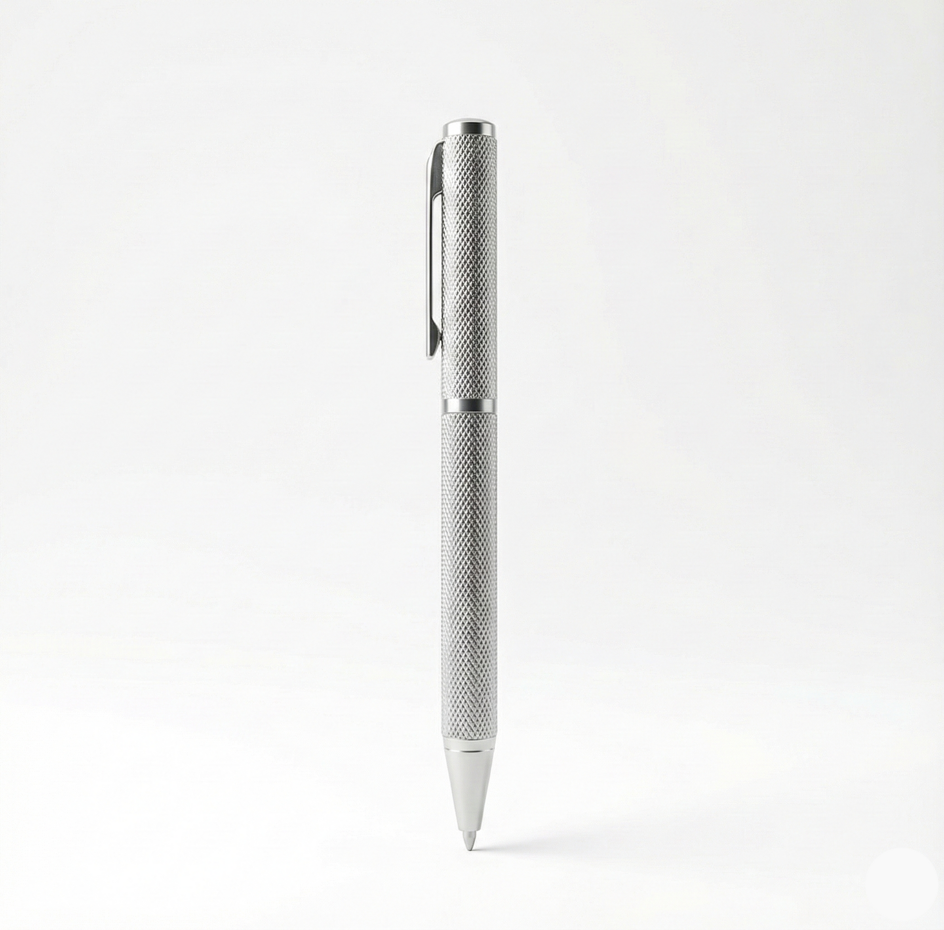 Silver pen on a white background