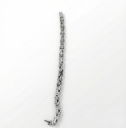 Silver chain bracelet on a white background