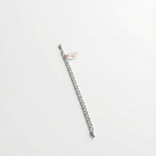 Silver bracelet on a white background