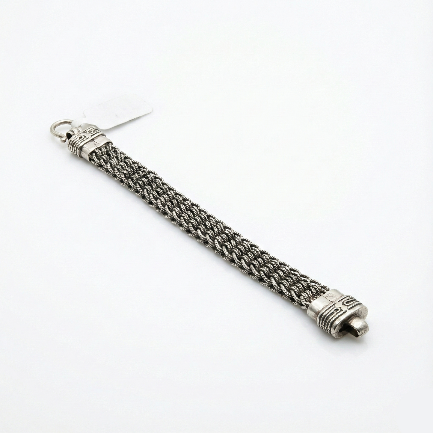 Silver chain tassel on a white background