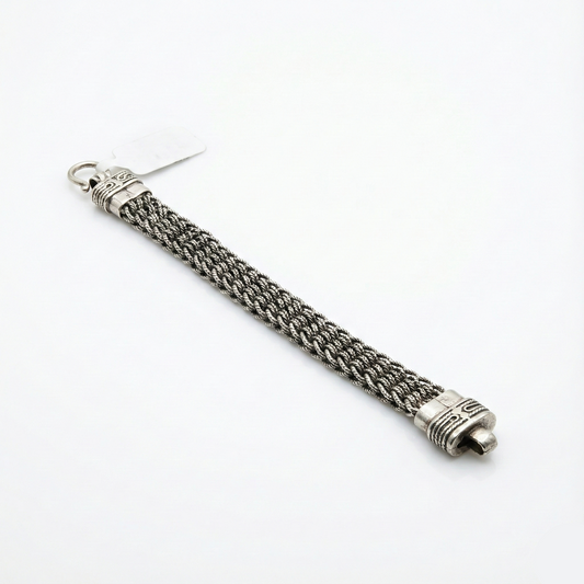 Silver chain tassel on a white background