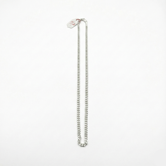 Silver chain necklace on a white background