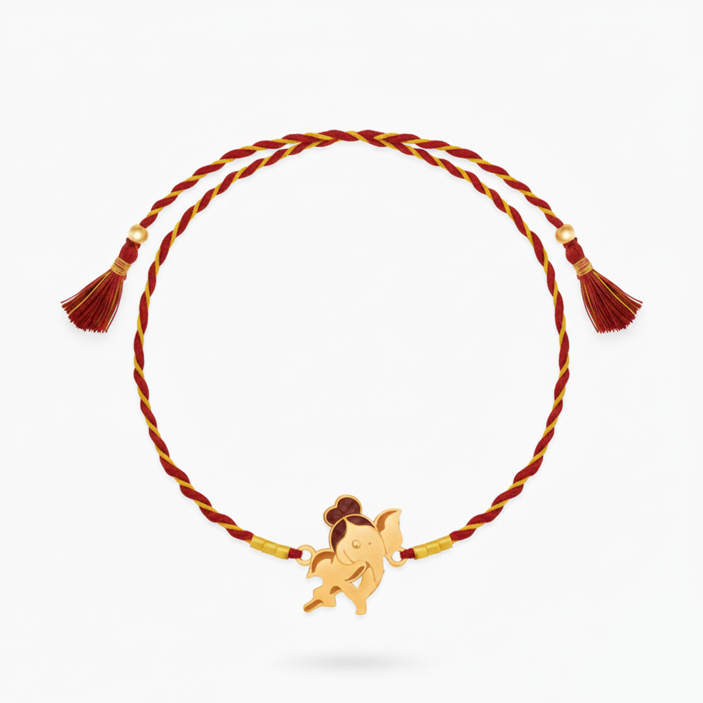 Bracelet with a gold charm on a white background