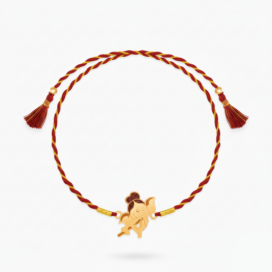 Bracelet with a gold charm on a white background