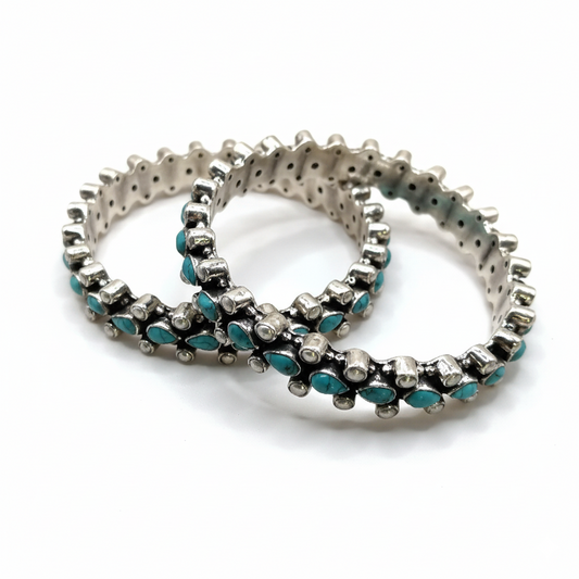 Ocean Whisper Silver Bangle Set