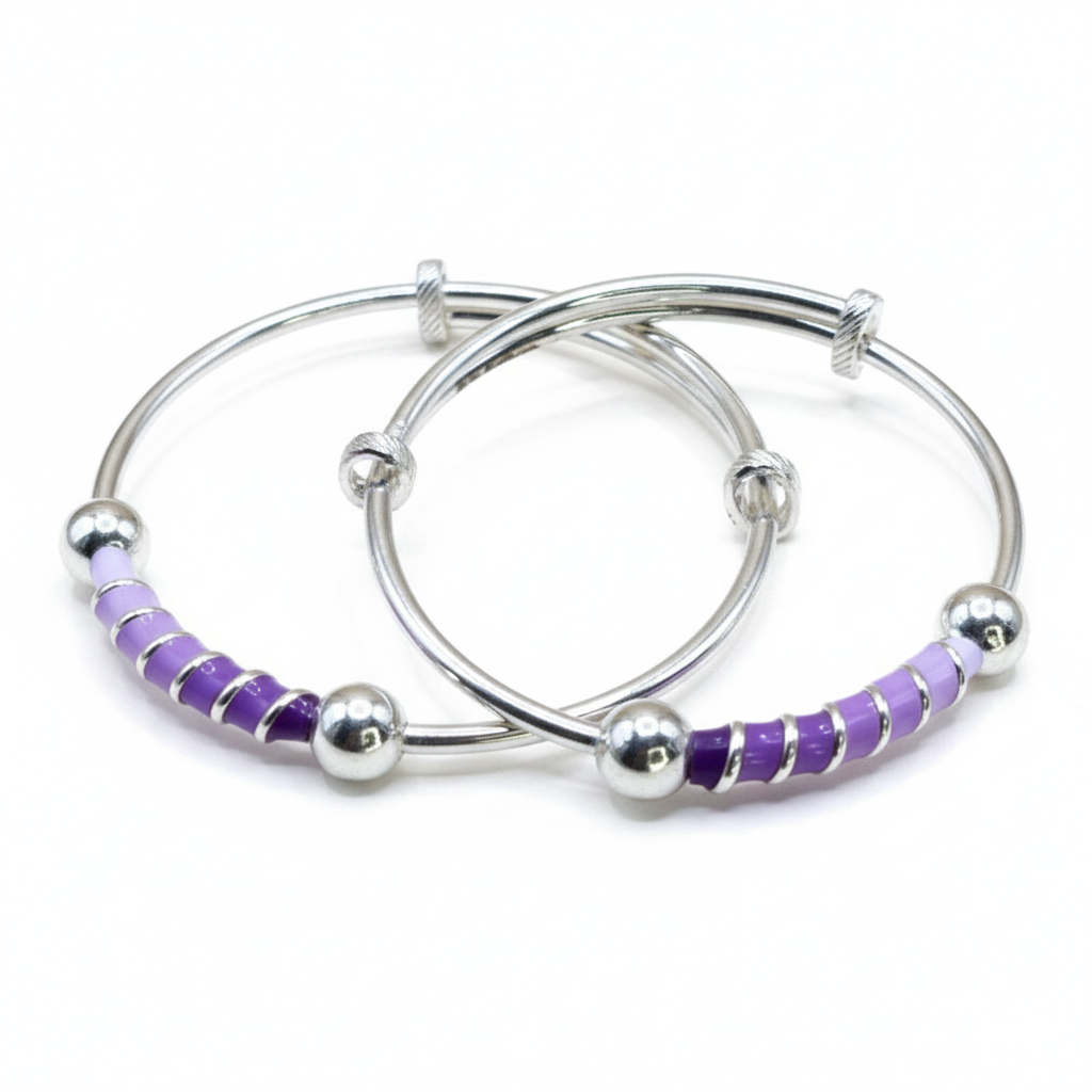 Lavender Whisper Silver Bracelet Set