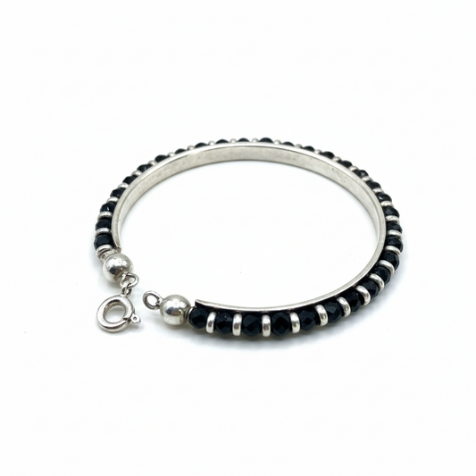 Black Bead Charm Kids Bracelet