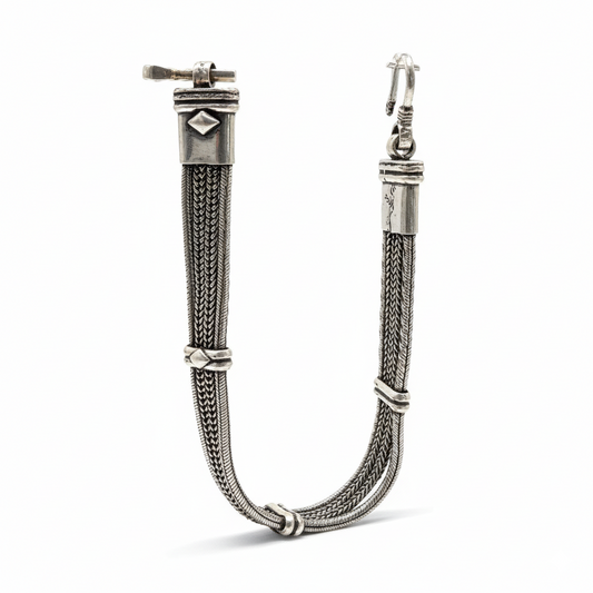 Majestic Weave Oxidised Silver Bracelet