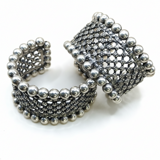 Regal Mesh Oxidised Silver Cuff