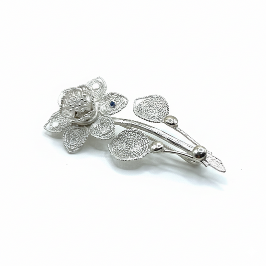 Silver Blossom Filigree Brooch