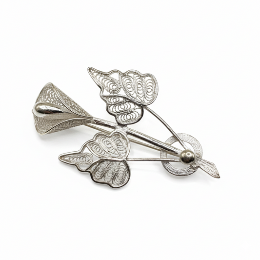 Floral Symphony Silver Brooch
