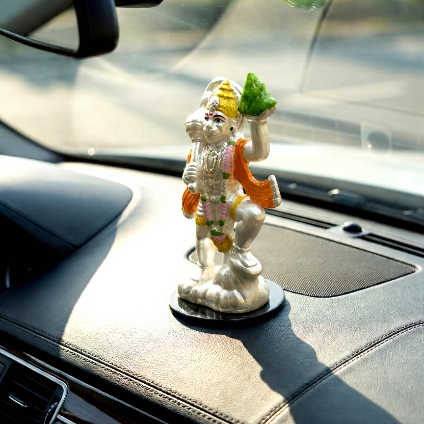 Sankat Mochan Hanuman Silver Dashboard Idol